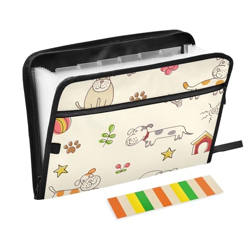 Fächermappe mit niedlichem Cartoon-Motiv, A4-Größe, Papier-Organizer mit Taschen, Kunststoff-Organizer mit Ordnern für Rechnungshalter, taktisch von famyily