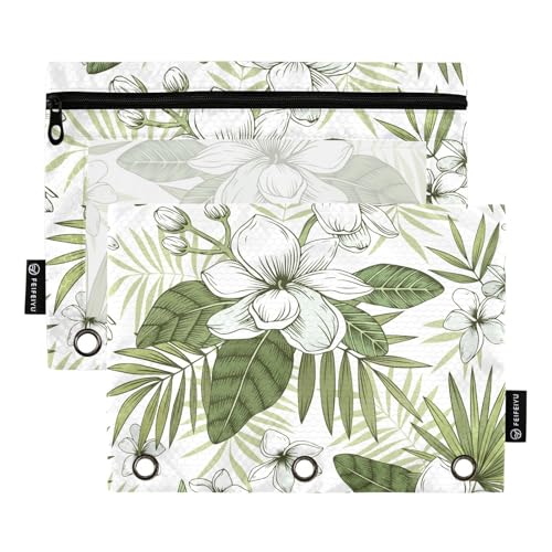 Frangipani Bindertaschen mit tropischer Blume, weißer Jasmin, 3 Löcher, Tasche für 3-Loch-Bindertaschen mit 3 Ringen, für Kinder, Zuhause, Reisen, Karten, Aufbewahrungsbehälter von famyily