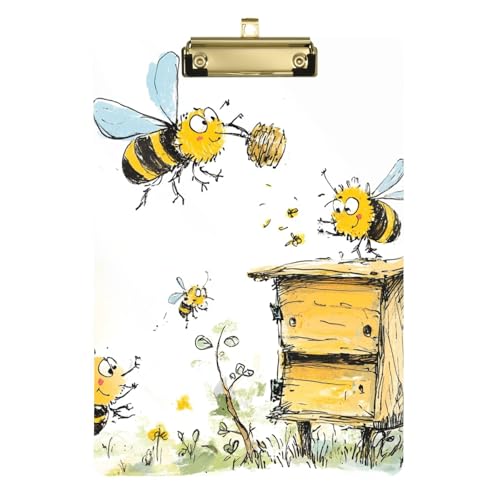 Funny Bee Sammelndes Honig-Klemmbrett aus Kunststoff, legale Größe, transparent, privates Klemmbrett für Ingenieur-Krankenhaus, 31,8 x 22,9 cm von famyily