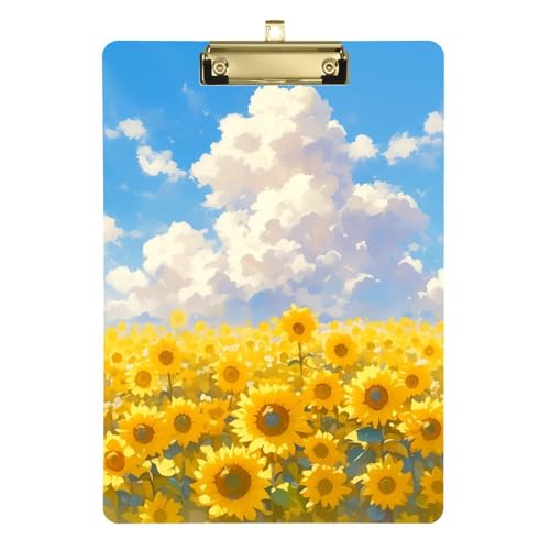 Gelbe Sonnenblumen-Klemmbrett-Tasche mit Griff aus Kunststoff für Fußball-LKW-Fahrer, Größe 22,9 x 30,5 cm von famyily