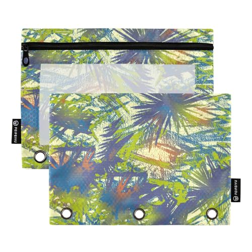 Grüne Abstrakte Tropische Palmentaschenordner 3-Loch-Ordner mit Wasserbeständigkeit für Kinder Heimkarten Reisekarten Aufbewahrungsbehälter von famyily