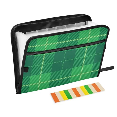 Hängeregistraturmappe St. Patrick's Day, Büffelkaro, Schottland, A4-Größe, Taschen-Ordner, Organizer mit Reißverschluss, Erweiterungsmappen, legale Größe, erweiterbar für Krankenschwestern, von famyily