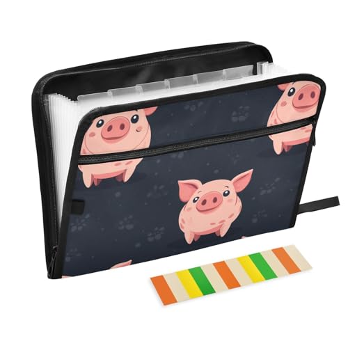 Happy Pig Akkordeon-Schnellhefter mit Reißverschluss, A4-Größe, Akkordeon-Aktenordner mit Reißverschluss, Monatsmappe, mehrere Taschen, für Krankenpflege, Studenten, Krankenhaus, Rosa Happy Pig Akkordeon-Schnellhefter mit Reißverschluss, A4-Größe, Akkordeon-Aktenordner mit Reißverschluss, Monatsmappe, mehrere Taschen, für Krankenpflege, Studenten, Krankenhaus, Rosa von famyily