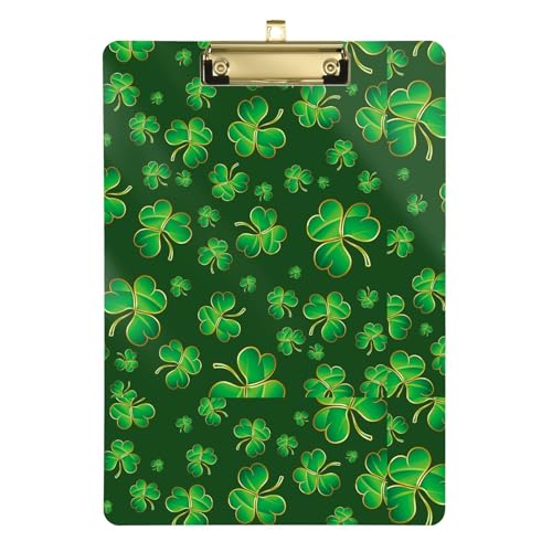 Kleeblätter St. Patrick's Day Kleeblatt Lucky Green Kunststoff Klemmbrett Still-Klemmbrett Acryl-Klemmbretter Rechtsgröße Kunststoff-Klemmbrett für Krankenschwestern Zahnärzte 31,8 x 22,9 cm von famyily