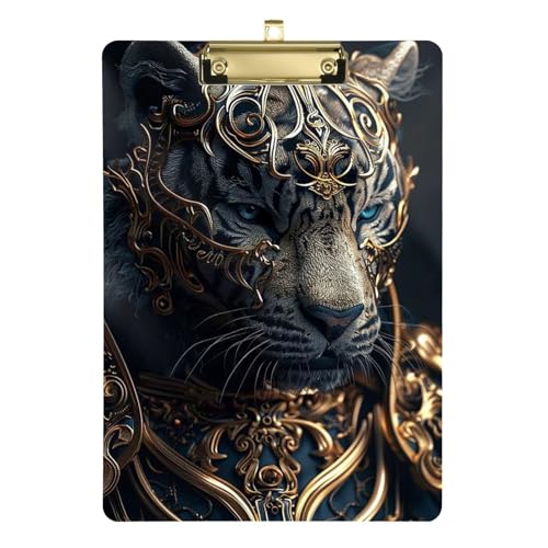 Klemmbrett Fierce Tigers, groß, transparent, für Klassenzimmer, Zubehör für Lehrer, Grundschule, Größe 22,9 x 30,5 cm, Schwarz / Gold von famyily