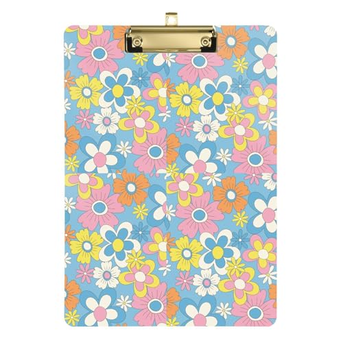 Klemmbrett mit Retro-Blumen für soziale Medien, Metall, Papierarbeiten, Klemmbrett, Clipboard, hängendes Klemmbrett für Ingenieure, Militär, 31,8 x 22,9 cm von famyily