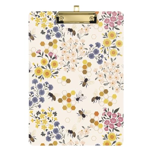 Klemmbrett mit Wildblumen-Motiv, Honiggold, Glück, coole Klemmbretter, benutzerdefinierte Klemmbretter, Bürobedarf, Klemmbrett für Sozialarbeiter, Büro, Klemmbrett, 31,8 x 22,9 cm von famyily