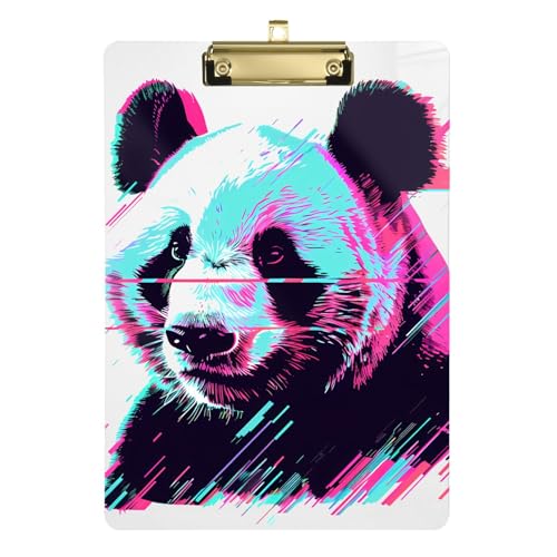 Klemmbrett mit großem Panda-Motiv, Neon-Stil, Standard-Loch, für Polizei, Büro, Krankenschwester, Fußball, Trainer, Größe 22,9 x 30,5 cm von famyily