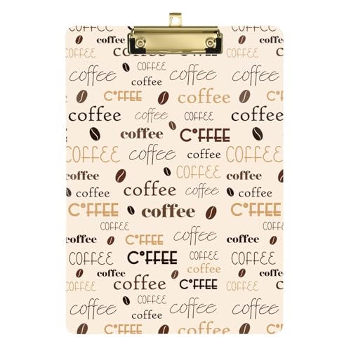 Klemmbrett mit verschiedenen Kaffee-Motiven, beige, coole Klemmbretter, Clipboard, Notizblock für Kinder, Krankenpflege, Schule, 31,8 x 22,9 cm von famyily