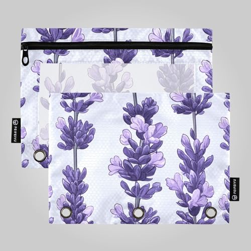 Lila Einzigartige Blumen Lavendel Feld Ringe Binder Taschen Ordner 3 Ringe für 3 Ringe Binder Tasche mit 3 Löchern für Kinder Schreibwaren Zubehör von famyily