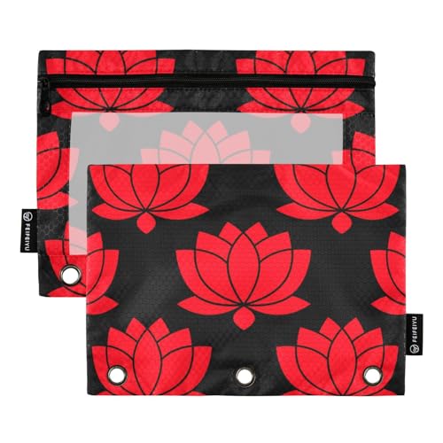 Lotus Rote Blume Binder Taschen 3 Loch Geprägt Für Ringe Binder Lagerung Mit 3 Löcher Für Kinder Schreibwaren Zubehör von famyily
