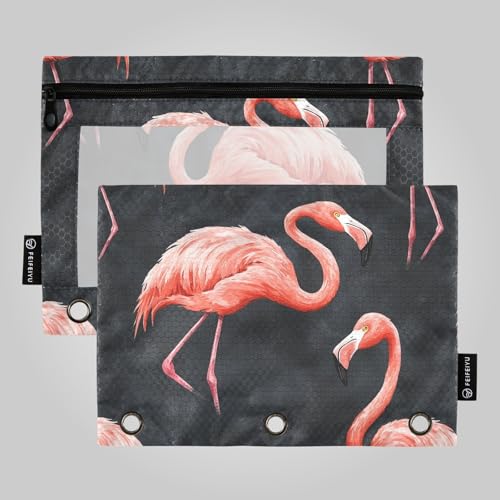 Lustiger Ringordner mit rotem Flamingo, Taschenringe, Ordnereinsatz für Ringe, Ordner, Aufbewahrung mit drei Ringen, für Kinder, Büro, Dokumenten-Organizer von famyily