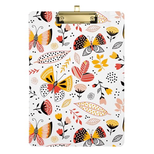 Niedliche Safari-Schmetterlinge, rustikale Blumen, Klemmbrett, Bilder-Clipboards, Kunststoff-Klemmbretter, hängendes Klemmbrett für Ernährungsberater, Büro, Klemmbrett, 31,8 x 22,9 cm von famyily