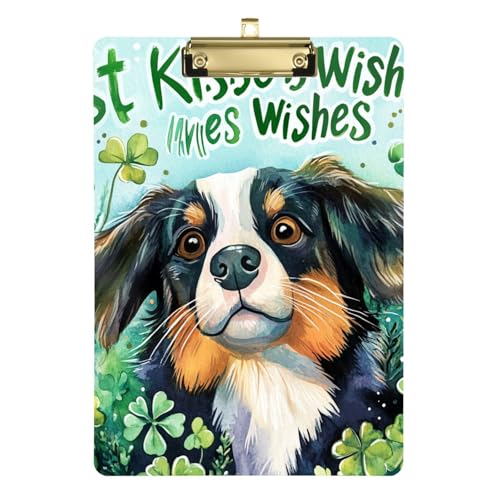 Patrick's Day Happy Dog Kunststoff-Klemmbrett, legale Größe, Klemmbrett, personalisiertes Klemmbrett, flaches Klemmbrett, Loch für medizinische Arbeit, 31,8 x 22,9 cm von famyily