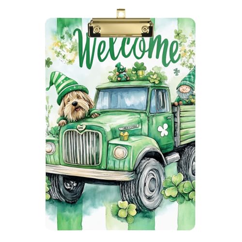 Patrick's Day Hunde-Zwerge, Greentruck-Klemmbretter, Still-Klemmbrett, transparent, für Ernährungsberater, Pflegeschule, 31,8 x 22,9 cm von famyily