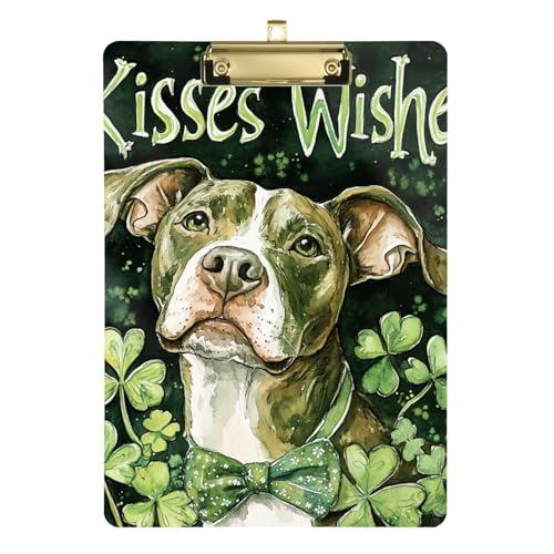 Patrick's Day Klemmbrett mit Glückshund, mit großem Clip, tragbares Klemmbrett für Beinpflege, 31,8 x 22,9 cm von famyily