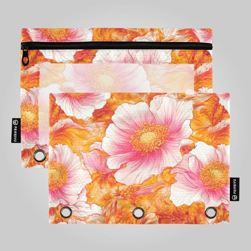 Pfirsichblüten Goldene Blumen Binder Tasche 3 Loch Tasche für Ringe Ordner Ordner mit 3 Ringen für Büro Schreibwaren Zubehör von famyily