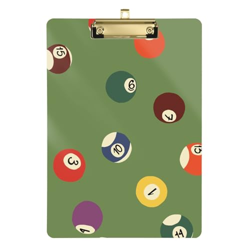 Pool-Billard-Spiel-Klemmbretter mit Ordnern, wasserdicht, für Lehrer, Muss für Klassenzimmer, Grundschule, Größe 22,9 x 30,5 cm von famyily