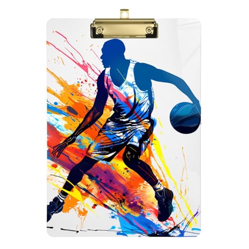 Schönes Klemmbrett für Basketballspieler, Messing, transparent, für Volleyball, Baseball, Trainer, Größe 22,9 x 30,5 cm von famyily