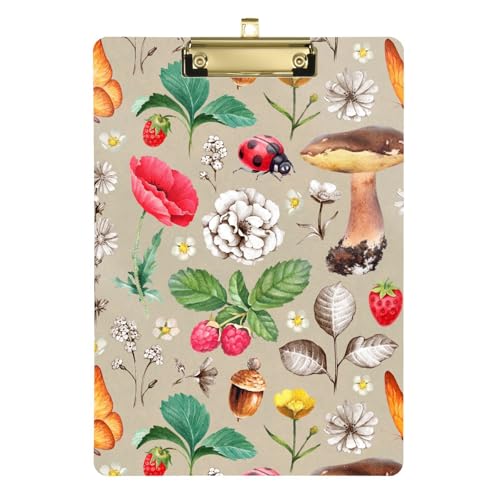 Sommer-Illustrationen Blumen Safari-Pilz Kunststoff-Klemmbrett Schild in Klemmbrett Klemmbrett Metall Transparent Kunststoff Klemmbrett für Krankenschwester Baustelle 31,8 x 22,9 cm von famyily