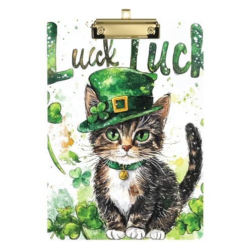 St Green Hat Cat Kunststoff-Klemmbrett Klemmbrett Transparent Bürobedarf Klemmbrett für Ernährungsberater Taktische 31,8 x 22,9 cm von famyily