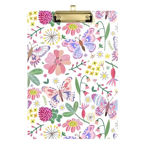 Summer Meadow Nahtloses Blumen-Klemmbrett mit großem Clip-Klemmbrett, Metall, Rechnungs-Klemmbrett, Halter für medizinische Krankenpflege, 31,8 x 22,9 cm von famyily