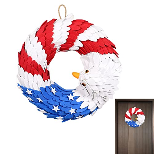 Kranz des 4. Juli – Girlande zum Gedenken an Patriotische Veteranen des 4. Juli – American Eagle Wreath Decor Wandbehänge Girlande für Haus Wand Veranda Urlaub Dekor Zubehör Fanelod von fanelod