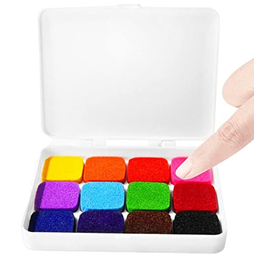 fanelod Fingermalblock | Schwamm-Tinten-Stempelkissen für Kinder, waschbar, 12/24 Farben, Kinder-Stempelkissen, Kunst- und Bastelbedarf, Regenbogen-Fingerabdruck-Stempelkissen, Stempel Partner von fanelod