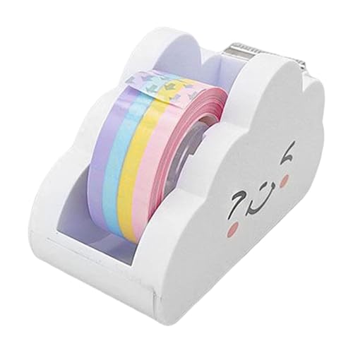 fanelod Klebebandhalter für Schreibtisch | Niedlicher Wolken-Klebebandspender,Feiner Klebebandschneider mit Regenbogenband zum Verschließen von Schachteln, Verpacken von Geschenken, Kleben von von fanelod