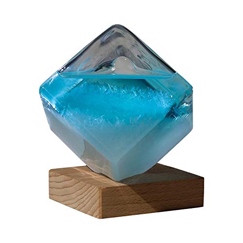 Weather Forecast Predictor Bottle Water Cube Shaped Storm Glass Crystal Glass Weather Station Weather Forecaster Home Decor, Creative Desktop High-Grade Home and Office Decoration (Blau) von fasloyu