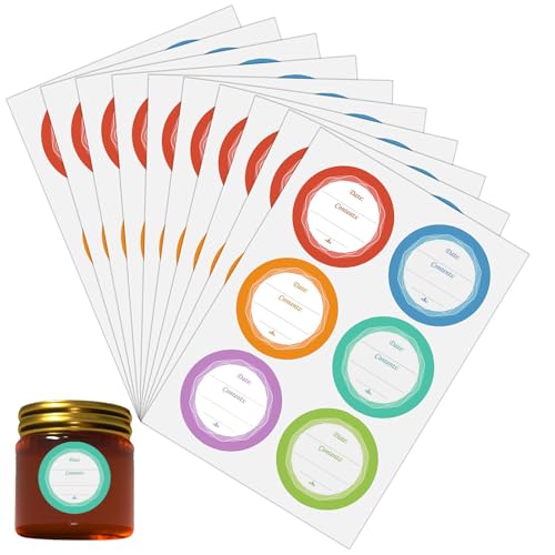 fayarrd Lebensmittelgläser Konservenetiketten, Food Jar Deckeletiketten - 10x Küchenglasflaschen Aufkleber - Ölresistente, multifunktionale, selbstklebende Etiketten für Küche, Wohnheim, Zuhause, von fayarrd