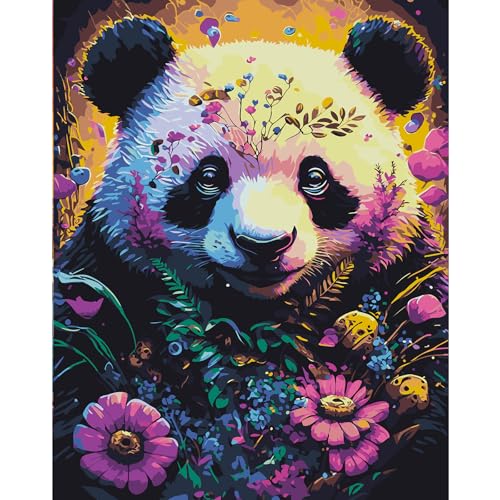 Panda Malen nach Zahlen Erwachsene, DIY Handgemalt Ölgemälde Kit für Anfänger, Malen nach Zahlen Leinwand, Pinseln und Acrylfarbe für Home Wanddekoration 30x40cm von feelive