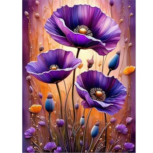 feelive Blume Diamant Painting Bilder für Erwachsene, DIY Diamond Painting Kits für Blume, Bausätze für Diamantmalerei 5D Runde Steine Diamant Painting für Zuhause Dekor 30x40cm von feelive