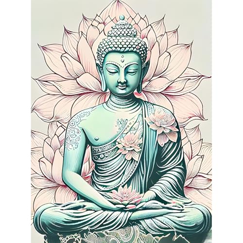 feelive Buddha Statue Diamond Painting Kits für Erwachsene, DIY Diamant Painting Bilder für, Bausätze für Diamantmalerei 5D Runde Steine Diamant Painting für Zuhause Dekor 30x40cm von feelive