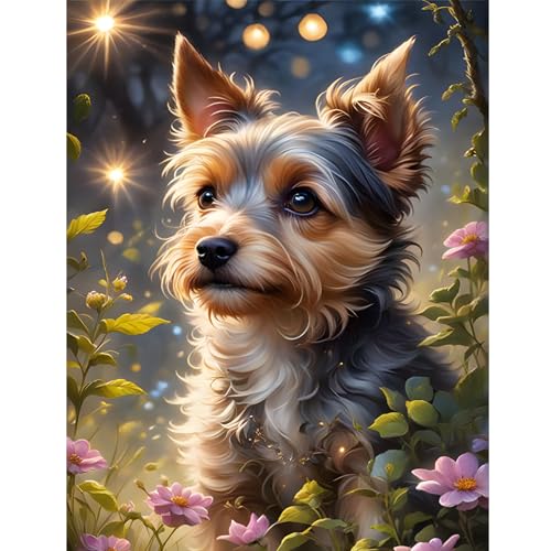 feelive Diamond Painting Kits für Erwachsene, DIY Hund Diamant Painting Bilder für, Bausätze für Diamantmalerei 5D Runde Steine Diamant Painting für Zuhause Dekor 30x40cm von feelive