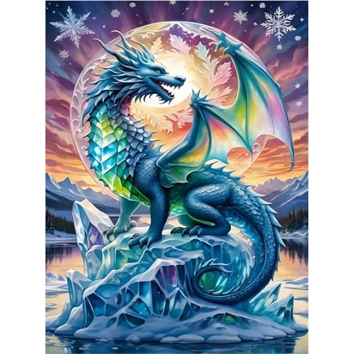 feelive Drache Diamant Painting Bilder für Erwachsene, DIY Diamond Painting Kits für Drache, Bausätze für Diamantmalerei 5D Runde Steine Diamant Painting für Zuhause Dekor 30x40cm von feelive