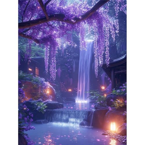 feelive Landschaft Diamant Painting Bilder für Erwachsene, Wasserfall DIY Diamond Painting Kits, Bausätze für Diamantmalerei 5D Runde Steine Diamant Painting für Zuhause Dekor 30x40cm von feelive