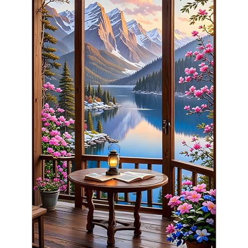 feelive Landschaft Diamond Painting Kits für Erwachsene, DIY Landschaft Diamant Painting Bilder für, Bausätze für Diamantmalerei 5D Runde Steine Diamant Painting für Zuhause Dekor 30x40cm von feelive