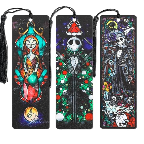 Nightmares Before Christmas Lesezeichen-Set – Halloween Creative Jack und Sally Zero Oogie Boogie Buchseitenclips Büroklammern zum Lesen von Frauen und Männern, Filmfans, Buchliebhaber-Geschenke von feimeng jewelry