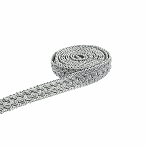 Fenghuangwu Gimp Zopfborte, 1,5 cm x 1,5 m Stoffbesatz, Vorhangstoffbesatz, Polsterborte zum Nähen, Polyester, Handarbeit, Basteln, Kostüm, Heimdekoration (Silber 6#, 10Y) von fenghuangwu