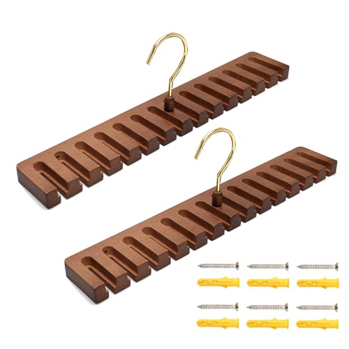 2 Stück krawattenhalter Gürtelhalter Gürtelhalter Gürtelaufhänger für Schrank Holz Wandhalterung Gürtelhalter Gürtel Organizer für Schrank für Schrankorganisation und Aufbewahrung (HS, 14GE) von fengman123