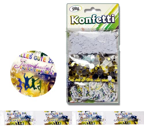 Jugendweihe Deko Konfetti Streudeko 500 Teile dreiteilig 28gr I Alles Gute zur Jugendweihe Endlich Erwachsen Tischdekoration Jugendfeier bunt mehrfarbig von Feste Feiern von festefeiern-shop.de