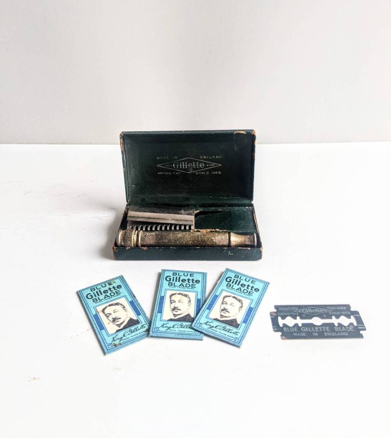 Vintage Gentleman Es Gillette Rasierer Mit Original Hülle & Klingen, Made in England von ffromMyhead