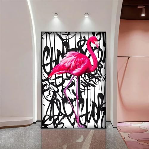 fghgbf 5D Diamond Painting Flamingo,DIY Diamant Painting Bilder Kit Crystal Kreuzstich Stickerei Erwachsene Kinder Malen nach Zahlen Arts für Home Wand Dekoration Round Drill,50x60cm von fghgbf