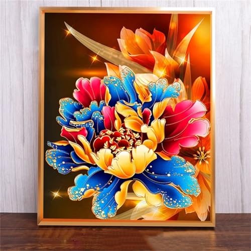 fghgbf DIY Diamond Painting Bunte Pfingstrose 5D Diamond Painting für Erwachsene Diamond Painting Kit Kinder Digital Painting Dekorative Wand Home Round Diamond,100x130cm von fghgbf