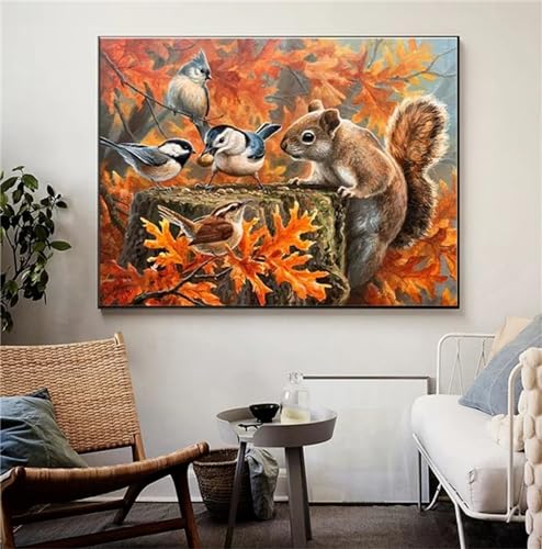 fghgbf Diamond Painting Erwachsene Kinder Eichhörnchen Vogel Diamantkunst-Malerei Mit Round Drill Diamanten Vollständige Bohrung Edelstein Kunstmalerei-Set Für Heimwanddekor 40x50cm von fghgbf