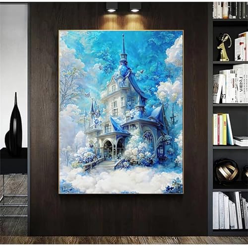 fghgbf Schloss 5D Diamond Painting,Diamond Painting Erwachsene,Square Drill DIY Kunst Handwerk Diamond Painting Set Diamant Cross Stickerei Malerei Kits für Zuhause Dekor 80x100cm von fghgbf