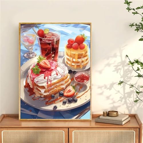 fghgbf Diamond Painting Erwachsene,Torte Diamond Painting,Round Drill DIY Cross Stickerei Malerei Kits glänzende Diamantgemälde-Wanddekoration für Home Wanddeko 30x40cm von fghgbf