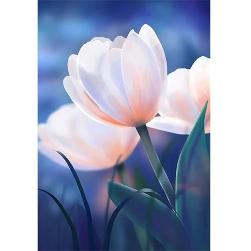 fghgbf Tulpenblüten 5D Diamond Painting,Diamond Painting Erwachsene,Square Drill DIY Kunst Handwerk Diamond Painting Set Diamant Cross Stickerei Malerei Kits für Zuhause Dekor 50x60cm von fghgbf