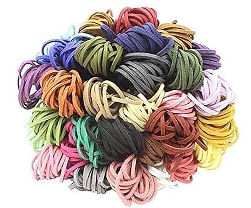 1m*3mm*60 Farbe PU Lederband Schnur Faux Wildleder Veloursleder Band Faden mit Schmuckzubebhöre Holzperlene Karabinerhaken Ring Armband Halskette Schlüsselanhänger Basteln DIY Handwerk von findjoy2020